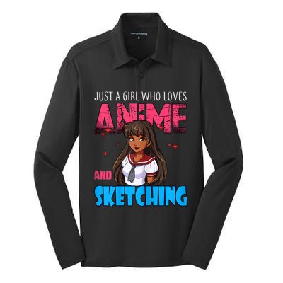 Anime Lover Girl Just A Girl Who Loves Anime And Sketching Silk Touch Performance Long Sleeve Polo