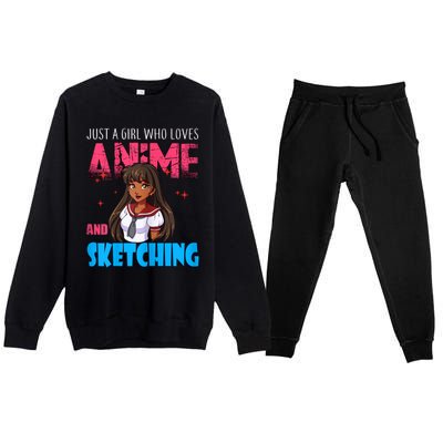 Anime Lover Girl Just A Girl Who Loves Anime And Sketching Premium Crewneck Sweatsuit Set