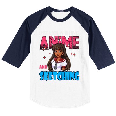 Anime Lover Girl Just A Girl Who Loves Anime And Sketching Baseball Sleeve Shirt