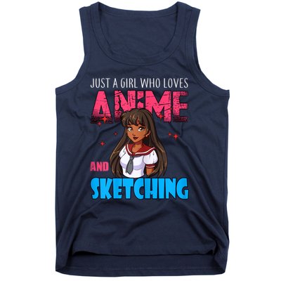 Anime Lover Girl Just A Girl Who Loves Anime And Sketching Tank Top