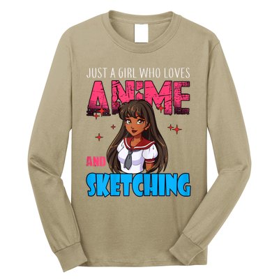 Anime Lover Girl Just A Girl Who Loves Anime And Sketching Long Sleeve Shirt