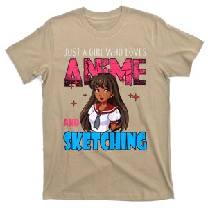 Anime Lover Girl Just A Girl Who Loves Anime And Sketching T-Shirt