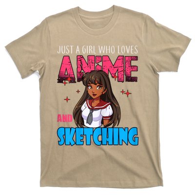 Anime Lover Girl Just A Girl Who Loves Anime And Sketching T-Shirt