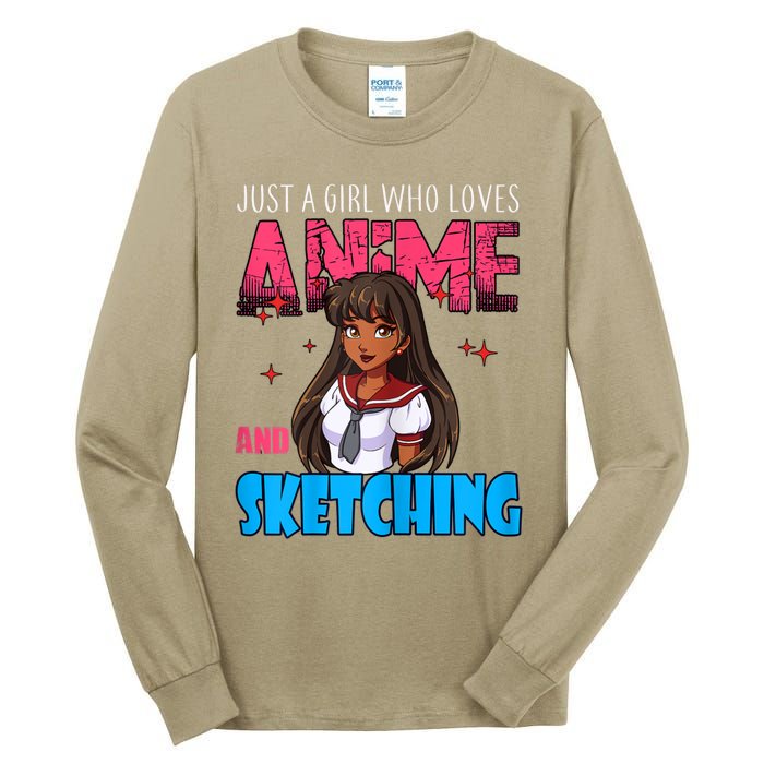 Anime Lover Girl Just A Girl Who Loves Anime And Sketching Tall Long Sleeve T-Shirt