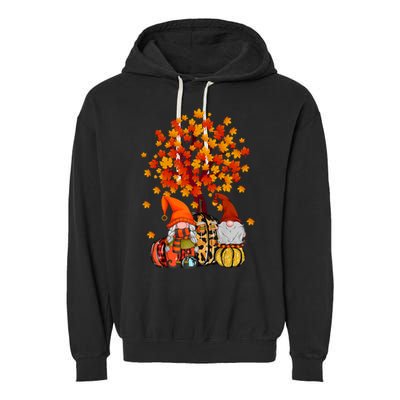 Autumn Leaves Gnomes Fall Season Pumpkin Garment-Dyed Fleece Hoodie