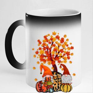 Autumn Leaves Gnomes Fall Season Pumpkin 11oz Black Color Changing Mug