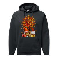 Autumn Leaves Gnomes Fall Season Pumpkin Performance Fleece Hoodie