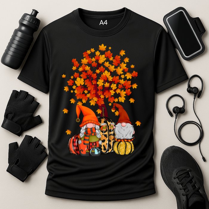 Autumn Leaves Gnomes Fall Season Pumpkin Cooling Performance Crew T-Shirt