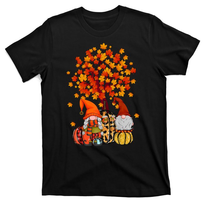 Autumn Leaves Gnomes Fall Season Pumpkin T-Shirt