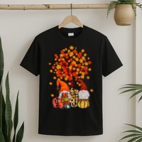 Autumn Leaves Gnomes Fall Season Pumpkin T-Shirt