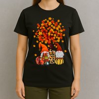 Autumn Leaves Gnomes Fall Season Pumpkin T-Shirt