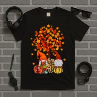 Autumn Leaves Gnomes Fall Season Pumpkin T-Shirt