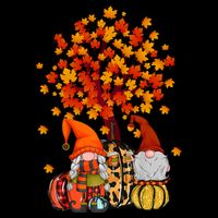 Autumn Leaves Gnomes Fall Season Pumpkin Button