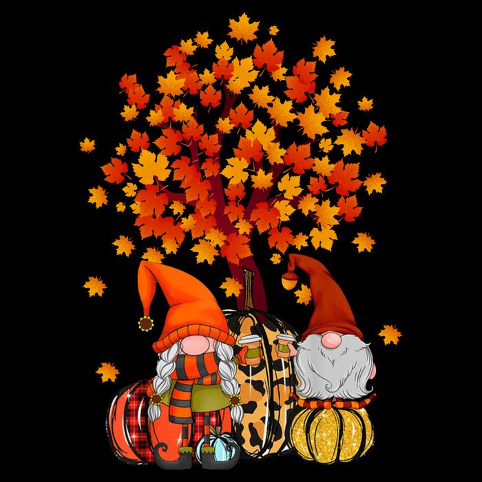 Autumn Leaves Gnomes Fall Season Pumpkin Button