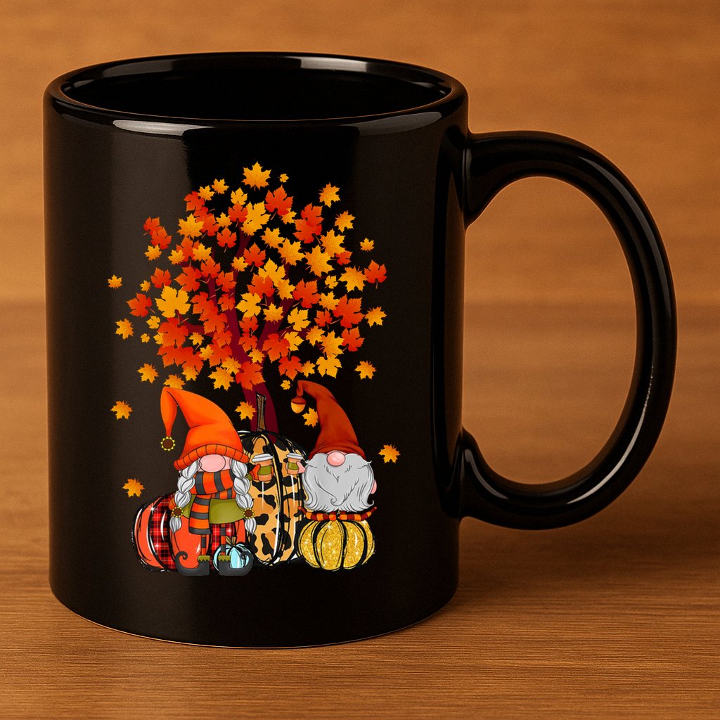 Autumn Leaves Gnomes Fall Season Pumpkin 11oz C Handle Ceramic Mug
