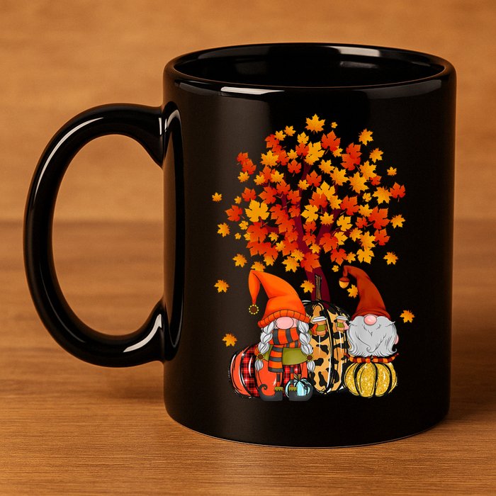 Autumn Leaves Gnomes Fall Season Pumpkin 11oz C Handle Ceramic Mug