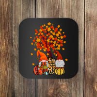 Autumn Leaves Gnomes Fall Season Pumpkin Coaster