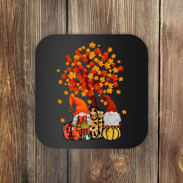 Autumn Leaves Gnomes Fall Season Pumpkin Coaster