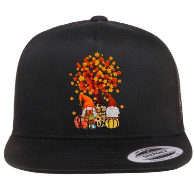 Autumn Leaves Gnomes Fall Season Pumpkin Flatbill Hat