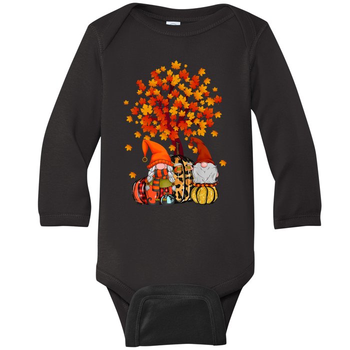 Autumn Leaves Gnomes Fall Season Pumpkin Baby Long Sleeve Bodysuit