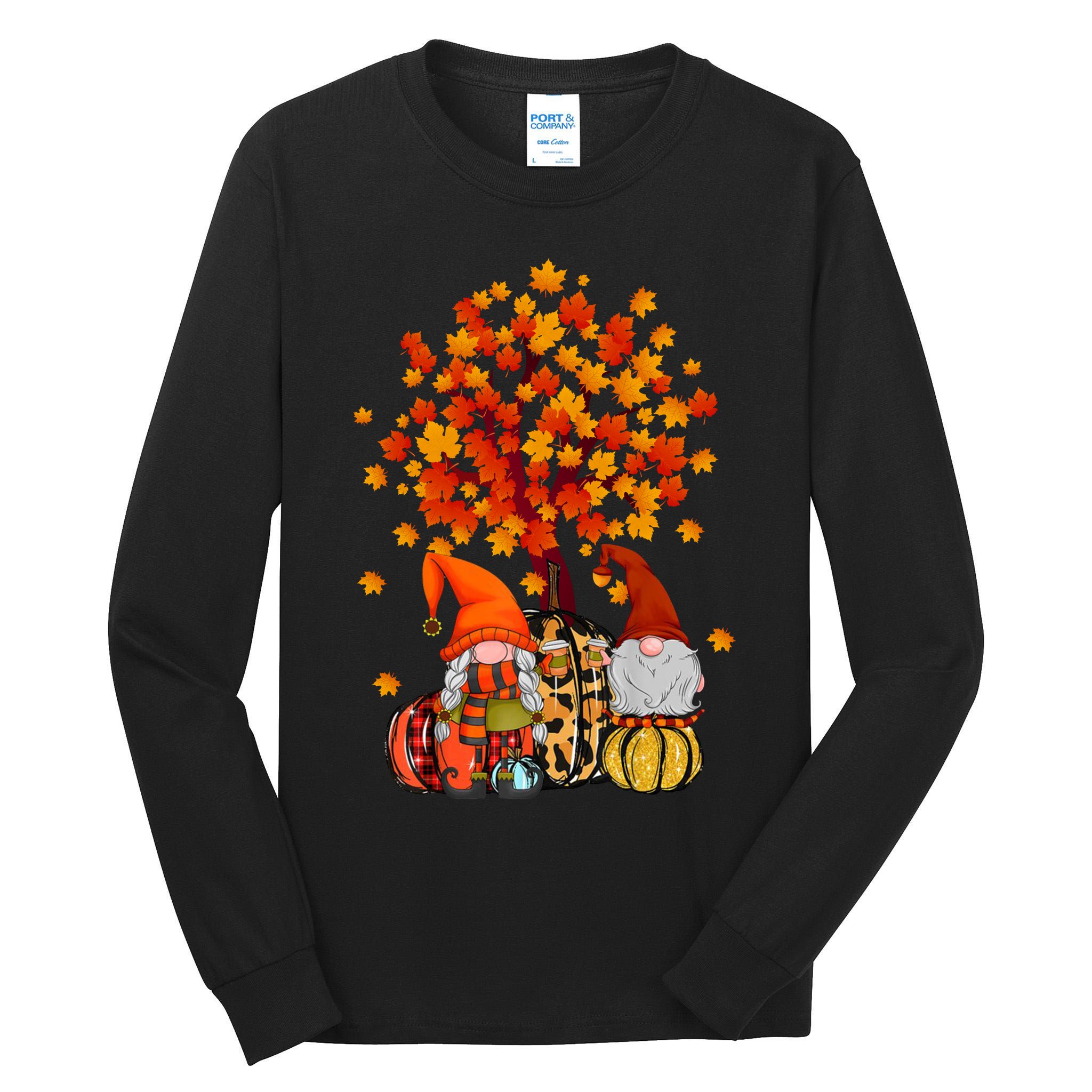 Autumn Leaves Gnomes Fall Season Pumpkin Tall Long Sleeve T-Shirt