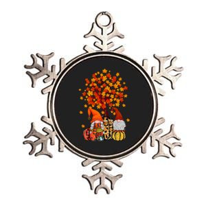 Autumn Leaves Gnomes Fall Season Pumpkin Metallic Star Ornament