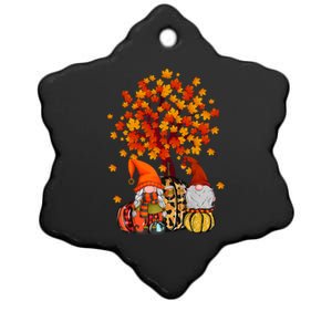 Autumn Leaves Gnomes Fall Season Pumpkin Ceramic Star Ornament