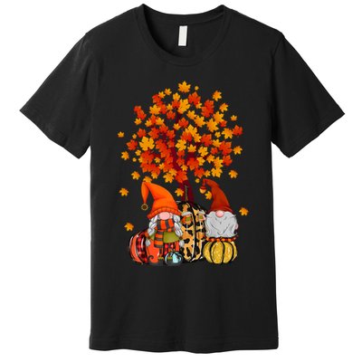 Autumn Leaves Gnomes Fall Season Pumpkin Premium T-Shirt
