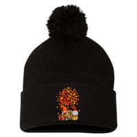 Autumn Leaves Gnomes Fall Season Pumpkin Pom Pom 12in Knit Beanie