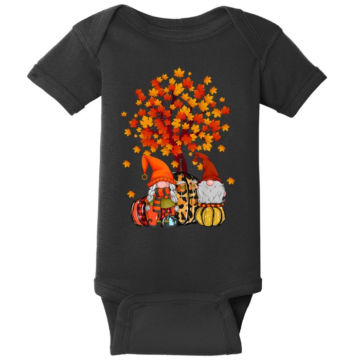 Autumn Leaves Gnomes Fall Season Pumpkin Baby Bodysuit