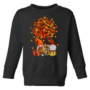 Autumn Leaves Gnomes Fall Season Pumpkin Toddler Sweatshirt