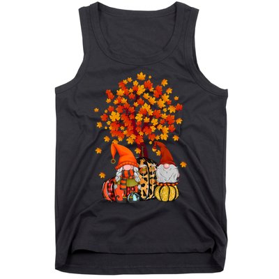 Autumn Leaves Gnomes Fall Season Pumpkin Tank Top