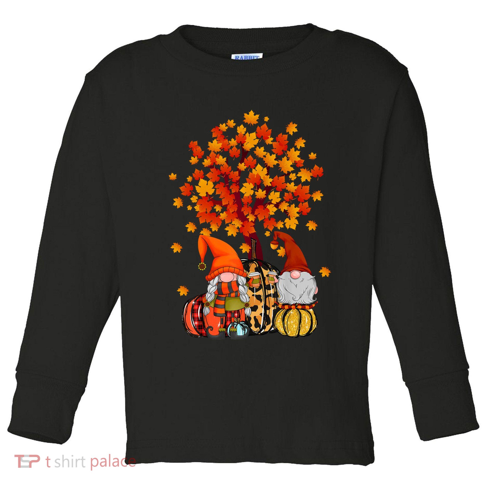 Autumn Leaves Gnomes Fall Season Pumpkin Toddler Long Sleeve Shirt