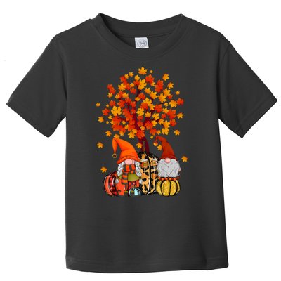 Autumn Leaves Gnomes Fall Season Pumpkin Toddler T-Shirt