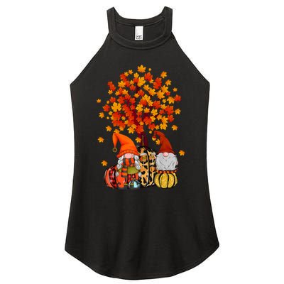 Autumn Leaves Gnomes Fall Season Pumpkin Women's Perfect Tri Rocker Tank