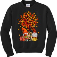 Autumn Leaves Gnomes Fall Season Pumpkin Kids Sweatshirt