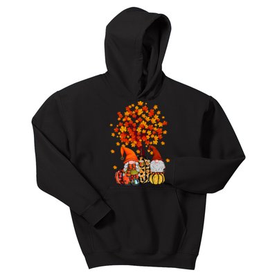 Autumn Leaves Gnomes Fall Season Pumpkin Kids Hoodie