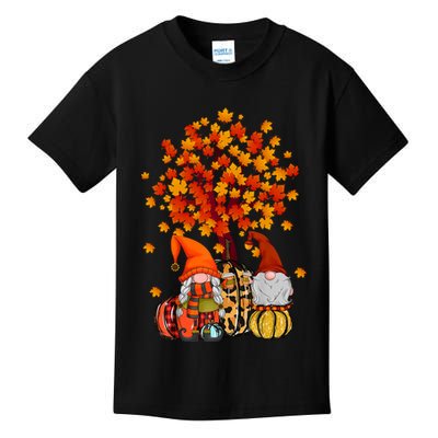 Autumn Leaves Gnomes Fall Season Pumpkin Kids T-Shirt