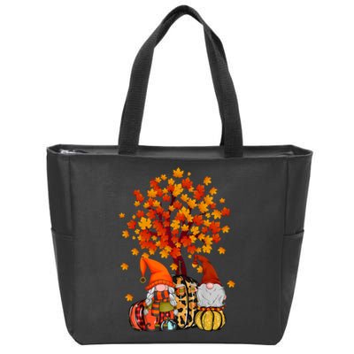 Autumn Leaves Gnomes Fall Season Pumpkin Zip Tote Bag