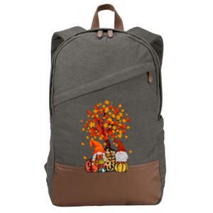 Autumn Leaves Gnomes Fall Season Pumpkin Cotton Canvas Backpack