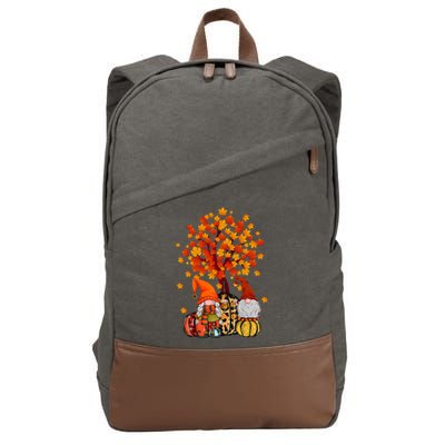 Autumn Leaves Gnomes Fall Season Pumpkin Cotton Canvas Backpack