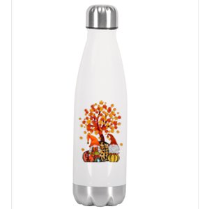 Autumn Leaves Gnomes Fall Season Pumpkin Stainless Steel Insulated Water Bottle