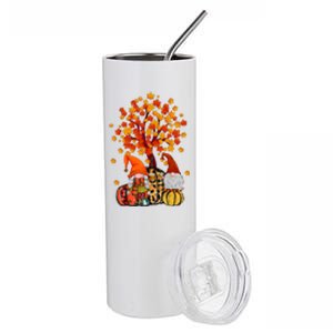 Autumn Leaves Gnomes Fall Season Pumpkin Stainless Steel Tumbler