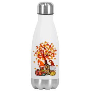 Autumn Leaves Gnomes Fall Season Pumpkin Stainless Steel Insulated Water Bottle