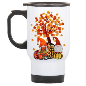 Autumn Leaves Gnomes Fall Season Pumpkin Stainless Steel Travel Mug