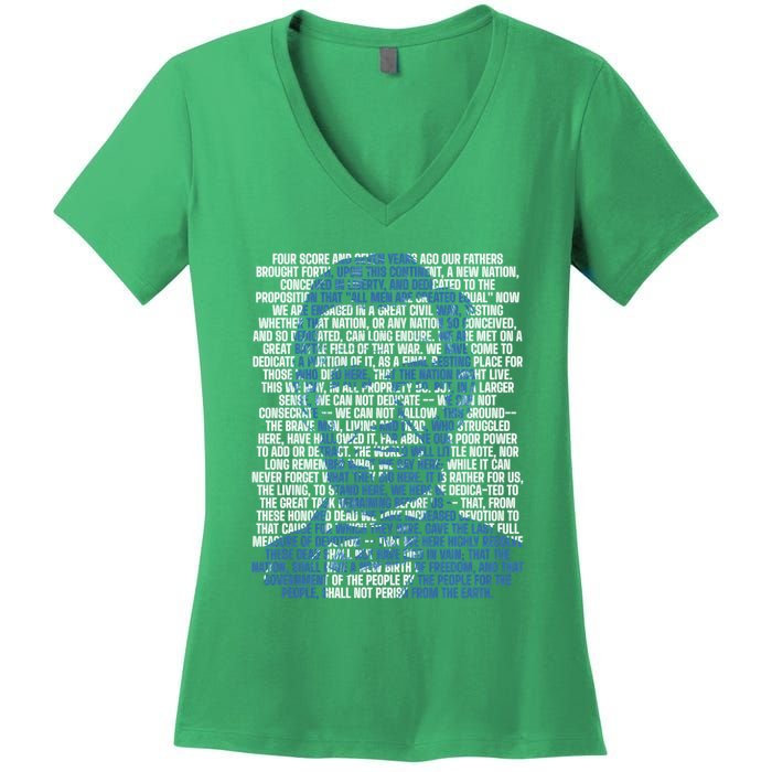 Abraham Lincoln Gettysburg Address Women's V-Neck T-Shirt