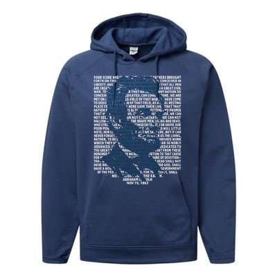 Abraham Lincoln Gettysburg Address Gift History Performance Fleece Hoodie