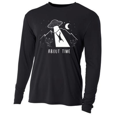 Alien Lover Gifts Ufo Abduction About Time Cooling Performance Long Sleeve Crew