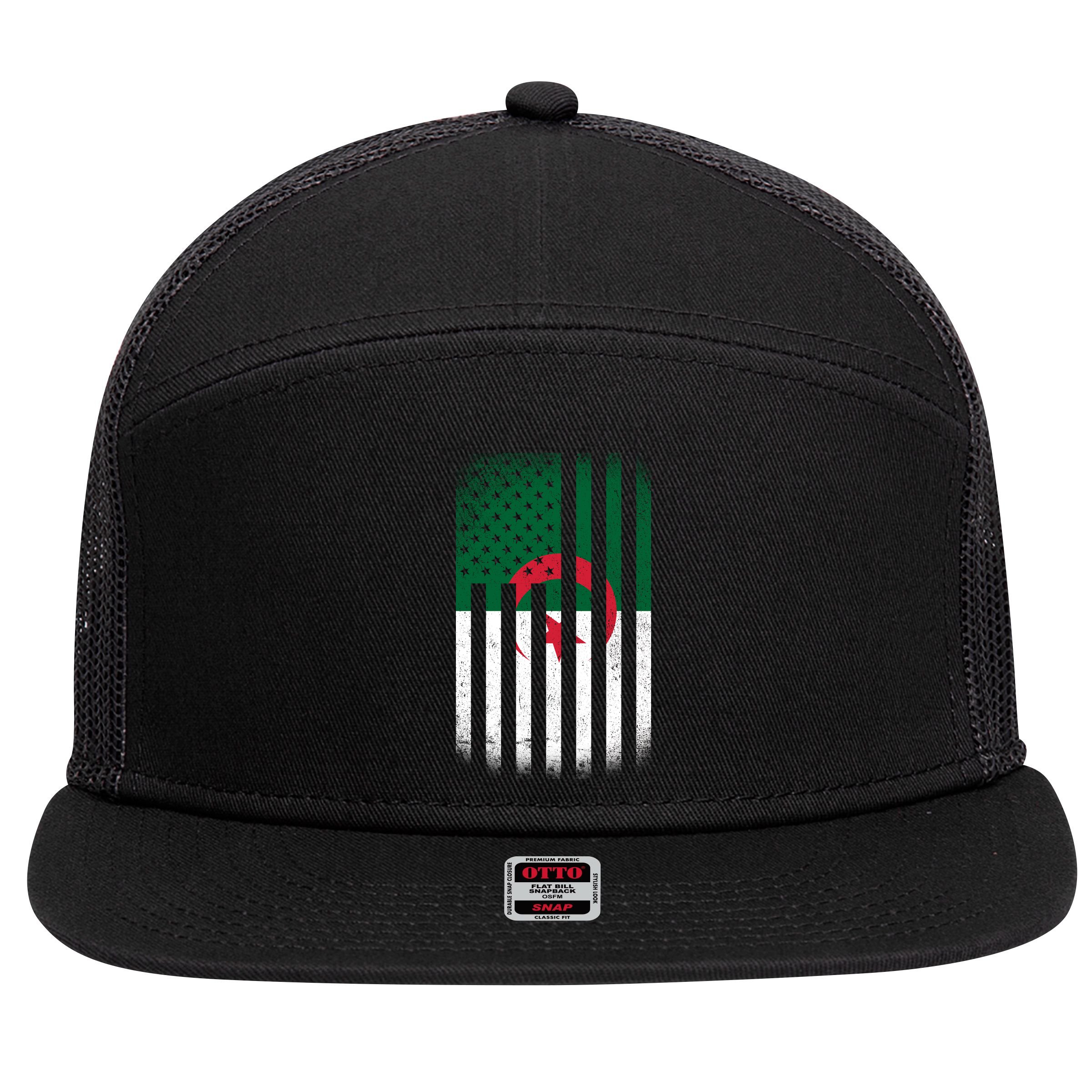 Algeria United States of America USA Flag 7 Panel Mesh Trucker Snapback Hat