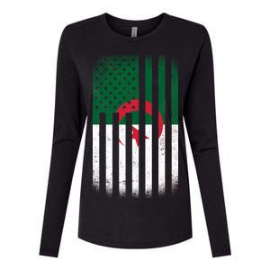 Algeria United States of America USA Flag Womens Cotton Relaxed Long Sleeve T-Shirt